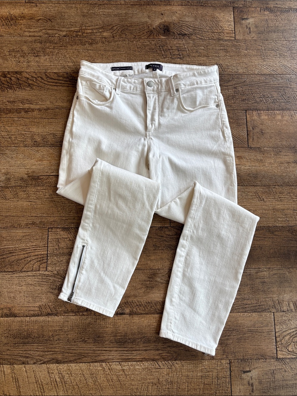 NYDJ White Dylan Skinny Ankle Jeans
